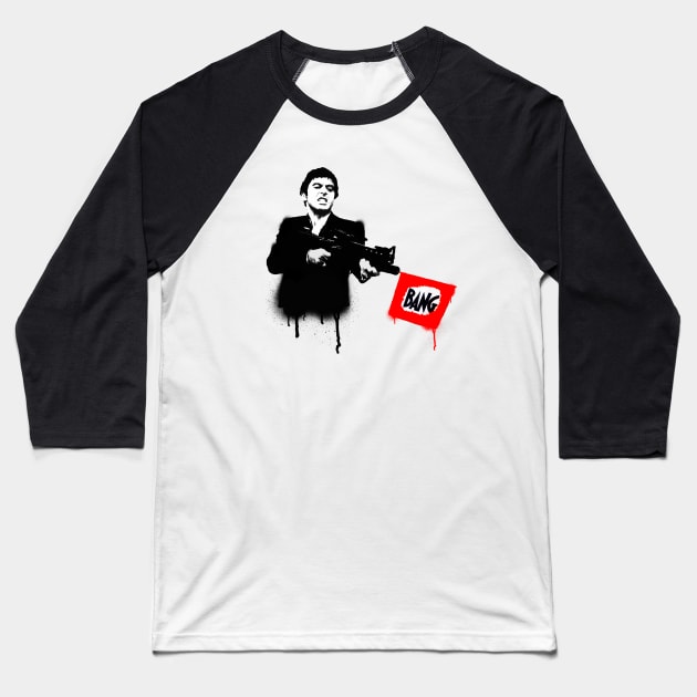 Tony Montana street art. Baseball T-Shirt by NineBlack